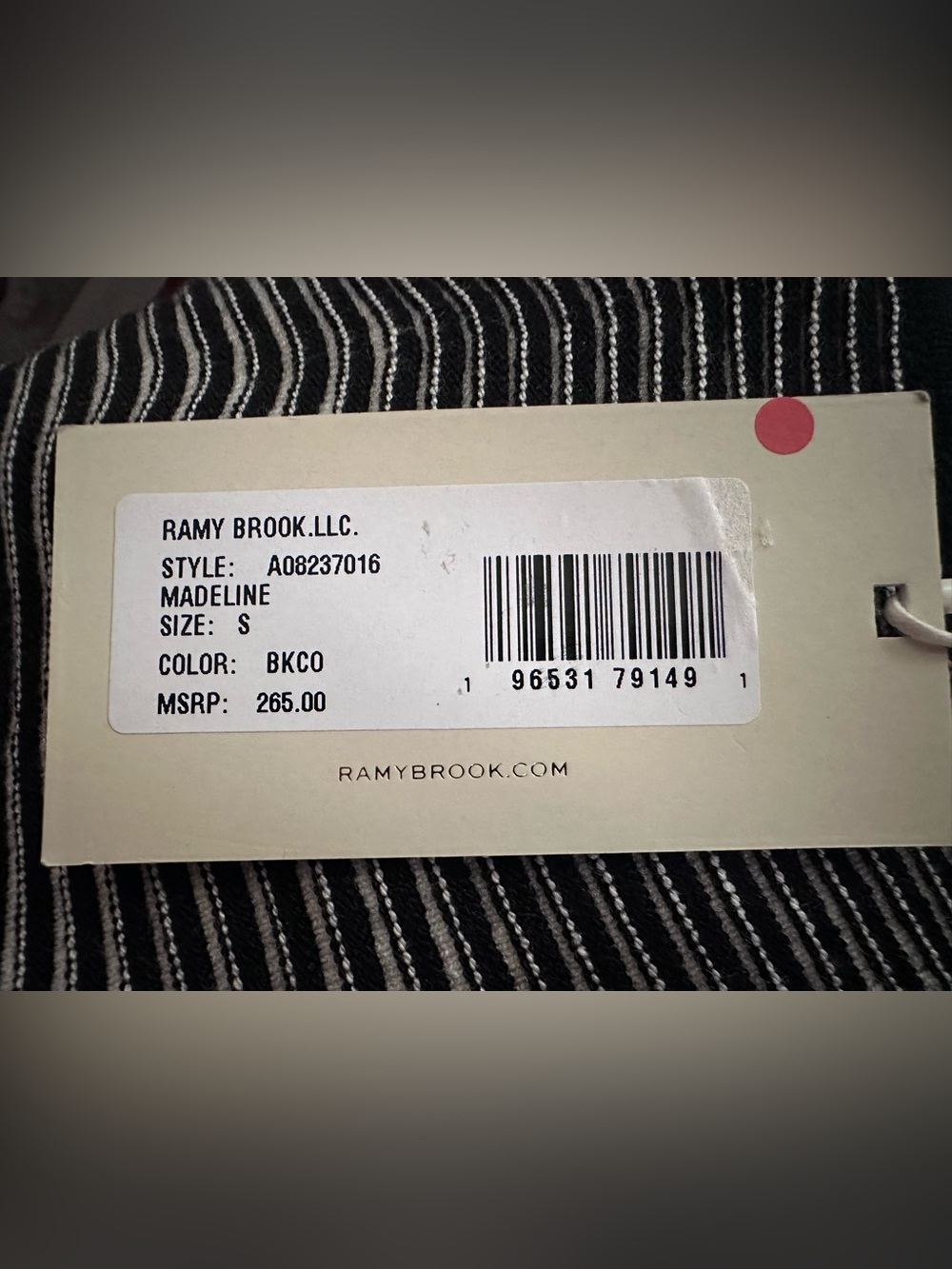 Ramy Brook Madeline Tank Top NWT Black Ottoman Size Medium - Picture 5 of 5